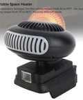 Kick Some Serious Heat Without The Cord Drag 18V Battery Powered Portable Space Heater 170W, compact design with two temperature settings.