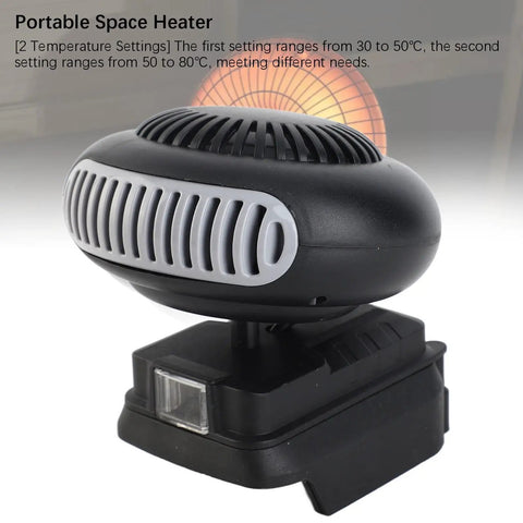 Kick Some Serious Heat Without The Cord Drag 18V Battery Powered Portable Space Heater 170W, compact design with two temperature settings.