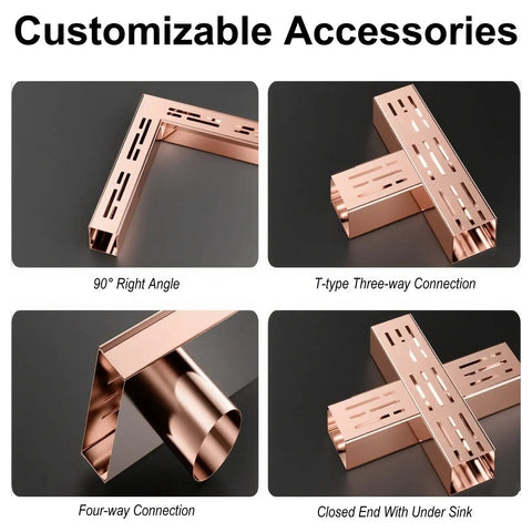 DIY Friendly Customizable Stainless Steel Linear Drain System For Driveways Pools And Lawns Slender Trench Drain parts