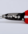 Close-up of Pro Grade Multifunction Wire Stripper Pliers For Electricians With Two Component Ergonomic Handles And Multicolored Finish