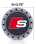 Audi S Line Recessed Silicone Cup Holder Coaster Set for Car Interiors Durable Two Pack Protectors for Two Point Seven Five Inch Cupholders