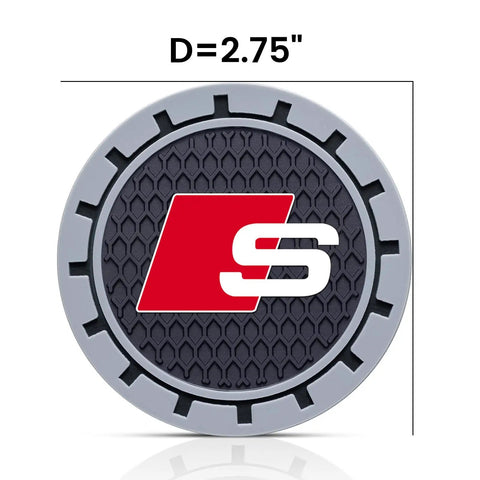 Audi S Line Recessed Silicone Cup Holder Coaster Set for Car Interiors Durable Two Pack Protectors for Two Point Seven Five Inch Cupholders