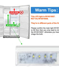 Upgraded W10515057 Refrigerator LED Light With Cover Replacement diagram showing correct installation for Kenmore Whirlpool