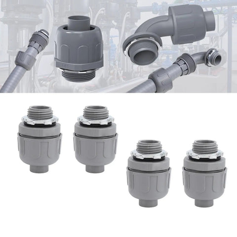 20 Pack Jobsite Hustle Gear 1/2 Inch NPT Liquid Tight Connectors featuring gray nylon adapters for flexible conduit wiring.