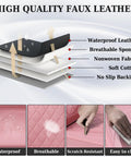 Pink Leather Car Seat Covers Full Set For Most Cars, Universal Waterproof Front And Back Seat Protector material layers shown
