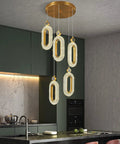 Lit Gold Brushed Modern Pendant Lights For Kitchen Island Three Pack LED Dimmable Mini Pendants above countertop