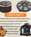 No Stress 6.5 Qt Air Fryer Crisping Plate For Ninja Foodi FD302 FD305 OS300 OS301 OP302 shown with compatible air fryer.