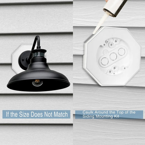 Octagonal Vinyl Siding Mounting Kit With Built In Electrical Box For One Half Inch Lap Siding, Vertical Siding Lamp Mounting Plate, No Brainer DIY Outdoor Lighting Mount On White Siding, 2 Pack on vinyl siding