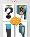 Heavy Duty Manual Lever Chain Hoist With 1.6 Ton Capacity Comes With Storage Bag For Garage, Workshop, And Construction Lifting 5ft Hand Chain Block Hoist featuring hook, chain, handle, and body details