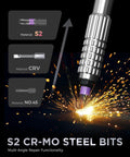 Close-up of Do It All 40 In 1 Magnetic Ratchet Screwdriver Set with S2 CR-MO steel bits and a spark effect