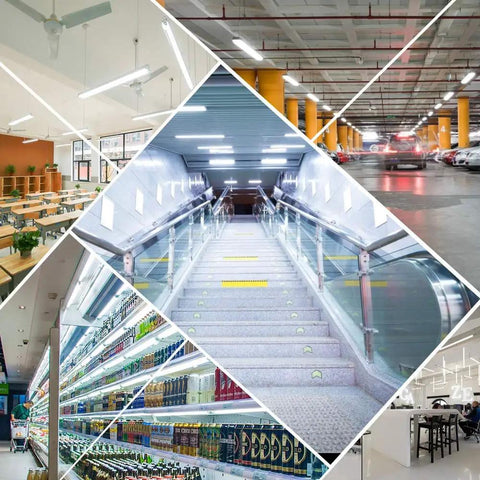 Brighten Your Workshop With A 4 Pack 14W LED T5 Integrated Fixtures 3ft Daylight White 6000-6500K illuminating various spaces