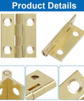 Compact Brass Mini Hinges One Inch Ten Pack With Pre Drilled Screws Ideal For Jewelry Boxes Woodworking Crafts And Tiny Gift Cases Totally Reliable Hardware That Really Hits The Spot Fast Installing Slick Finish You Gotta Have On Deck showing detailed views of hinges.