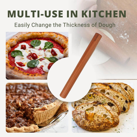 Solid Sapele Wood Dowel Rolling Pin For Baking With Tapered Design Boss For Fondant Pie Crust Cookies And Pastry Seventeen