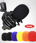 Six Pack Handheld Microphone Windscreens With Pop Filters For Studio And Live Mics Universal Fit Great For Singing And Speaking
