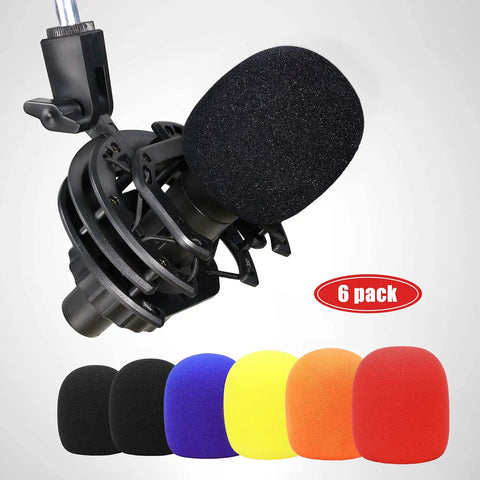 Six Pack Handheld Microphone Windscreens With Pop Filters For Studio And Live Mics Universal Fit Great For Singing And Speaking