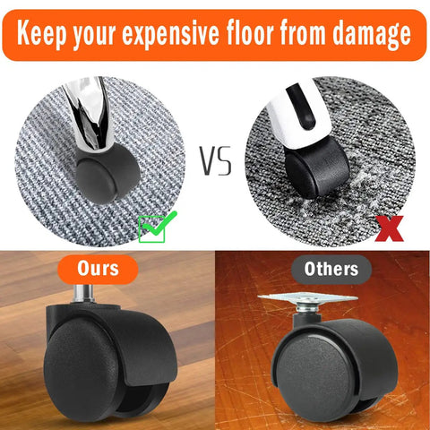 Comparison of 2 Inch Chair Caster Wheel Set Of 5 Heavy Duty Replacement Wheels for office chairs with quiet glide on floors.
