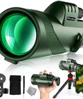 12X 60mm Monocular with Phone Adapter, Tripod and Strap for Bird Watching, Hiking, Concerts, Sports, Travel and Grab and Go Scenic Views, BAK4 Prism for Clear HD Imaging, Lightweight Night Vision Friendly, All Purpose Monocular, with phone mount and tripod
