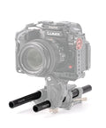 2 Pack 20cm Carbon Fiber Rods 15mm for Rail Support System on DSLR rig, matte black finish minimizes reflections.