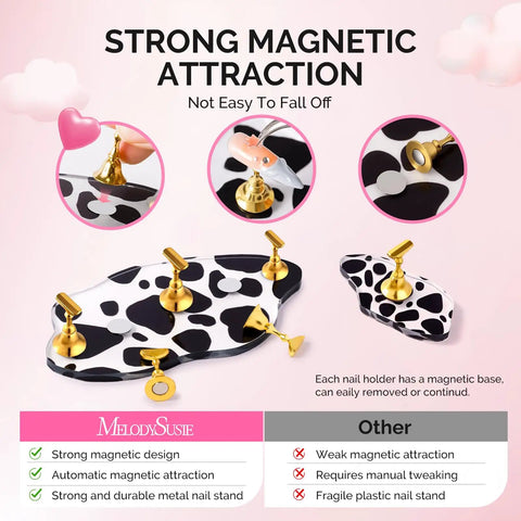 Update Nail Stand Set For Press Ons With Two Spotted Cloud Magnetic Bases and stands