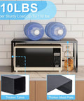 Expandable Metal Storage Shelves With 110 Lbs Capacity Heavy Duty Adjustable Rack above microwave with water jugs
