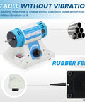 Heavy Duty Workhorse Bench Buffer Polisher Kit featuring flexible shaft and drill chuck with a cast iron base for stability.