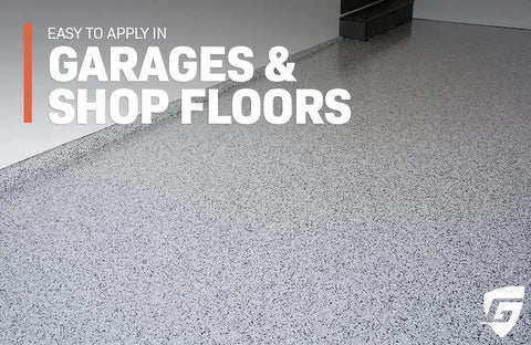 Pro Level Polyaspartic Fast Cure Topcoat For Garage And Warehouse Flake Floor Systems Includes 2 Gallon Kit on a flake floor surface.