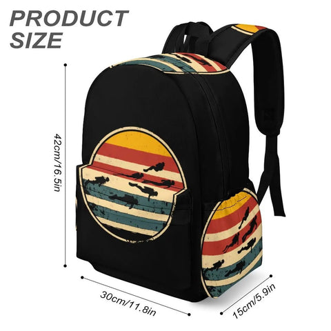 Scuba Diving Laptop Backpack For Women And Men, Printed Daypack, Large 16.5 By 12 By 6 Inches, Durable Oxford Cloth, Side View