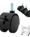 Four Pack 1.5 Inch Swivel Caster Wheels With Locking Brakes And 6.25 Millimeter Straight Stem For No Sweat Swap on cart