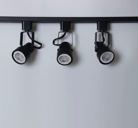 34 Inch Track Lighting Kit With 3 Way Ceiling Spot Heads, Dimmable Rotatable LED Bulbs Included, Hardwired For Kitchen Bedroom Living Room, Black Finish