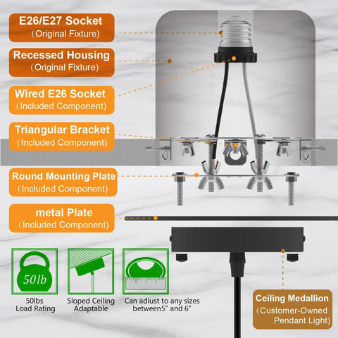 Level Up Your Lighting Game With This Easy Breezy Recessed Can Light Conversion Kit Fits 5 Inch And 6 Inch Housings Converts To Sleek Pendant Fixtures Includes 7.75 Inch Flat Steel Ceiling Medallion In Matte Black