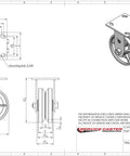 Built Tough 5 Inch V Groove Semi Steel Wheel Rigid Caster design schematic showing dimensions and mounting details.