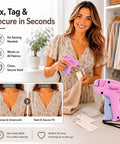Handheld Stitch Gun For Clothes Featuring No Sew Hemming And Tagging With Six Strong Needles And Two Thousand Micro Fasteners.