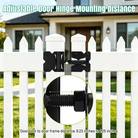 Self Closing Gate Hinge And Latch Hardware Kit For Wood And Vinyl Fences Heavy Duty Stainless Steel with adjustable distance