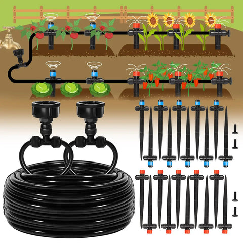 110 Ft Quick-Connect Drip Irrigation Kit For Lawn, Garden And Greenhouse - DIY Automatic Watering System with tubing and emitters