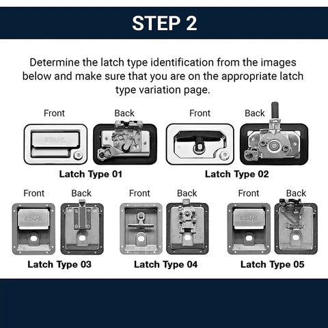 Replacement Rotary Latch Kit And Handle For Challenger ST Service Body Side Compartment Doors 2012 To Current with latch types.