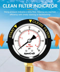 Stainless Steel Pool Filter Pressure Gauge With Two Inch Dial 0 To 60 PSI Bottom Mount One Quarter Inch NPT IP67 Waterproof Anti Corrosion For Pool Pump Spa And Aquarium Filter Clean Filter Indicator, 2-inch dial close-up