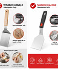 Two Piece Stainless Steel Spatula Set With Thick 1.2mm Metal Turners And Silicone Handles, dishwasher safe comparison