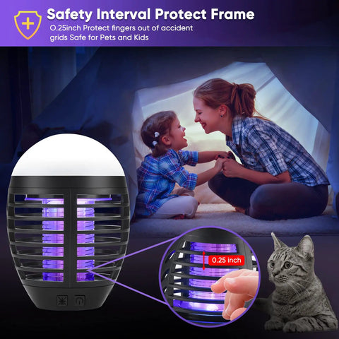 Rechargeable Mosquito Zapper For Indoor Outdoor Use, UV Light Bug Killer Attracts Mosquitoes Flies Gnats Moths No Odor Mess Free Non Toxic IPX6 Waterproof Insect Trap For Home Patio Backyard Camping