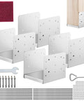 Adjustable 8 By 8 Post Base Bracket Set, Stainless Steel Post Anchor For Pavilion Deck Porch Handrail Railings, 4 Pieces shown