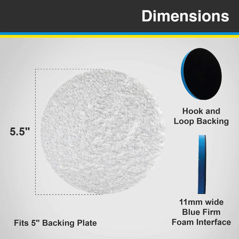 Dimensions of 5.25 Inch Microfiber Cutting Pads Pack Of 2 For Deep Scratches Removal And Swirl Mark Repair