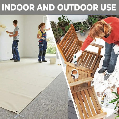 Heavy Duty Cotton Canvas Drop Cloth 8 Oz 6x9 Ft Painter's Shield for painting indoors and outdoors