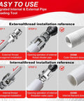 PVC Pipe Threader For Electric Drill With Dual Function Internal And External Threading In One Pass Half Inch And Three Quarter Inch NPT Alloy Steel Dies installation guide