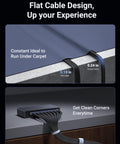 Cat 8 Ethernet Cable 3ft Flat High Speed 40Gbps 2000MHz 26AWG Braided Shielded Indoor LAN Cable for easy installation under carpet