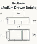 Dimensions and details of the Stackable 16 Drawer Clear Cabinet Organizer for hardware beads plastic bricks office and craft supplies