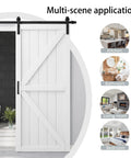 Rock Solid 72X84 K Shape Barn Door Crafted From Premium Kiln Dried MDF With Full Hardware Kit in stylish interior setting.