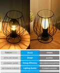 Comparison of dimmable G25 globe LED bulbs on a nightstand lamp, showcasing anti-glare design and efficiency features.