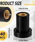 Heavy Duty Rubber Well Nuts With Solid Brass Sleeve Inserts, 1/4 20 X 3/4 Inch Length, 40 Pack showing dimensions and details.