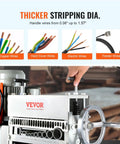Beast Mode Automatic Electric Wire Stripping Machine With 370W Motor, shown with manual crank and wiring thickness options