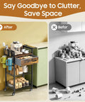 Four Tier Rolling Coffee Cart With Flexible Removable Shelves And Smooth Gliding Wheels, organized coffee station after decluttering.