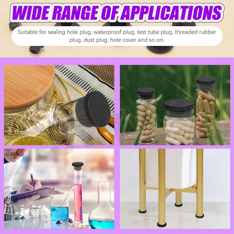 Image showcasing Must-Have Silicone Hole Plug Set With Fifty One Pieces In Six Sizes Eight Point Three Mm, T-Shaped Stoppers in use